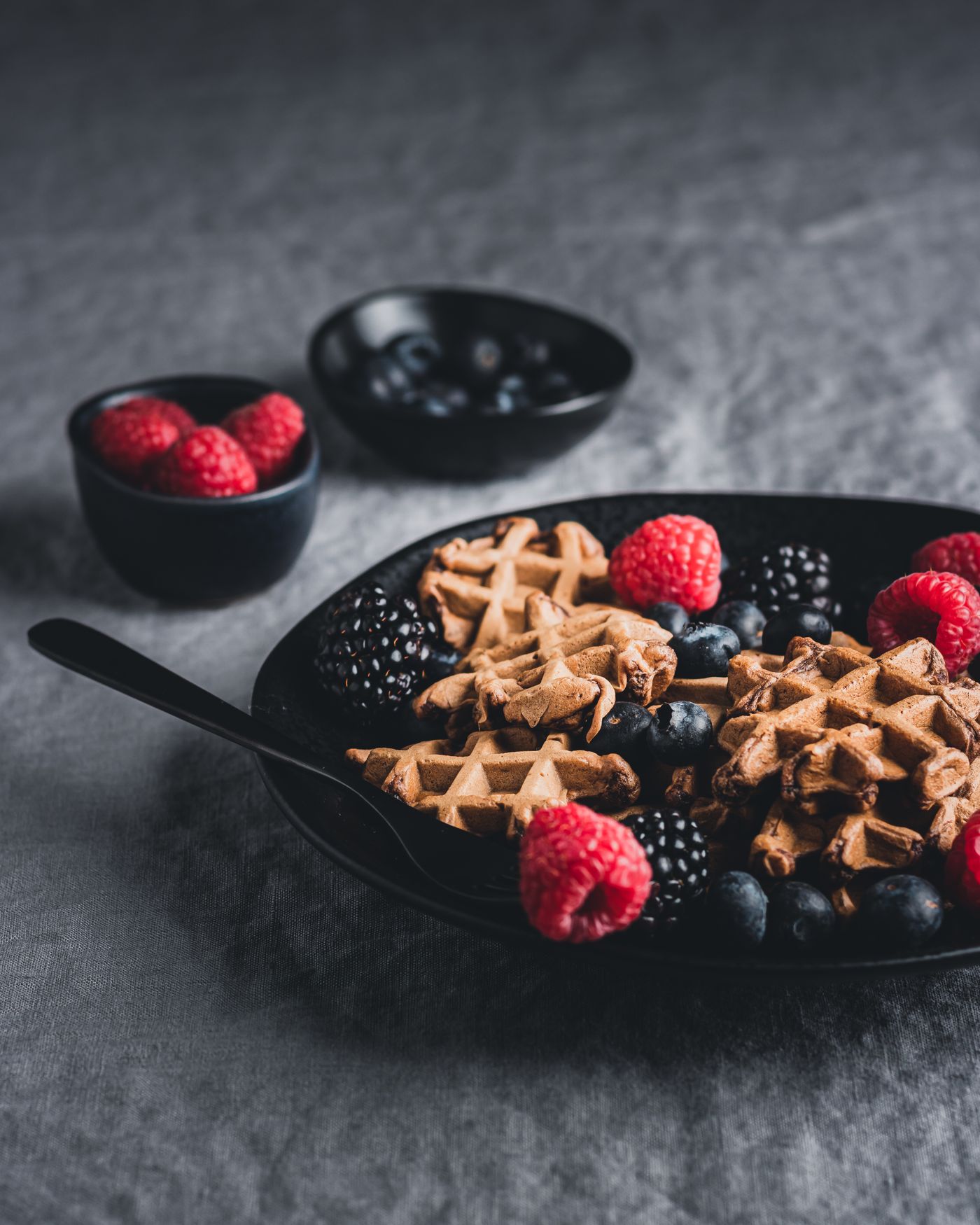 Crisp waffles with mixed berries