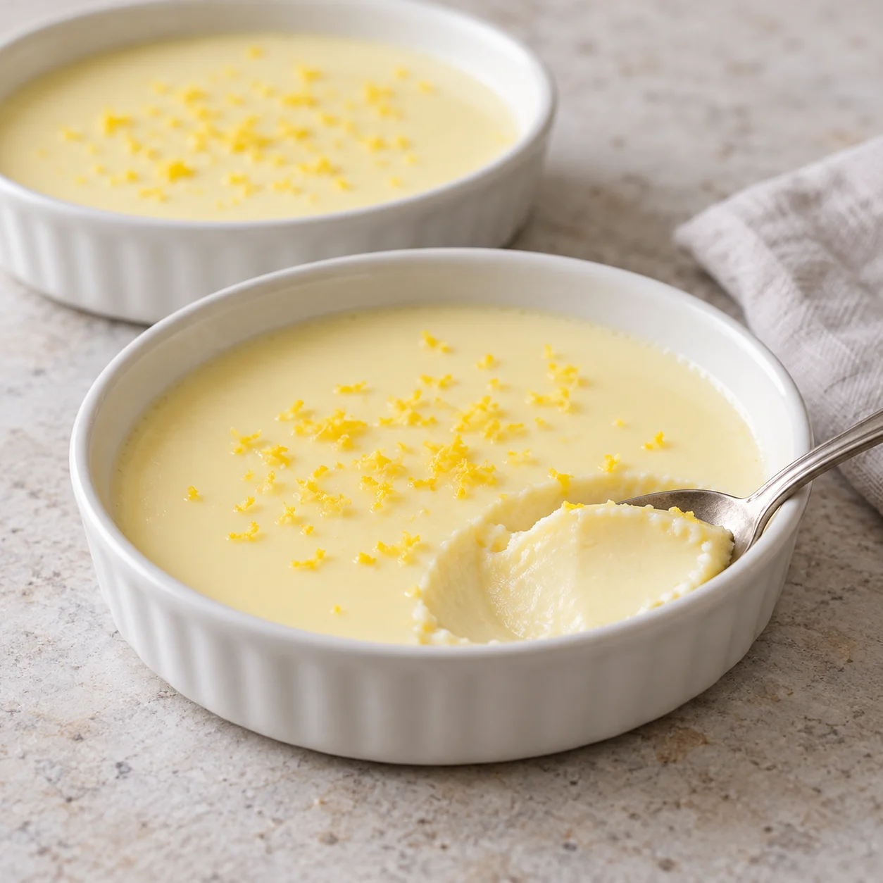 Lemon juice gently sets sweetened heavy cream into a smooth chilled dessert without eggs or gelatin.