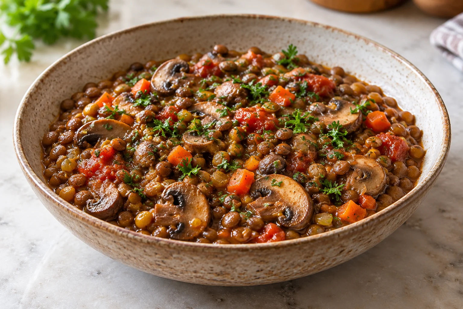 Lentil & mushroom ragout
