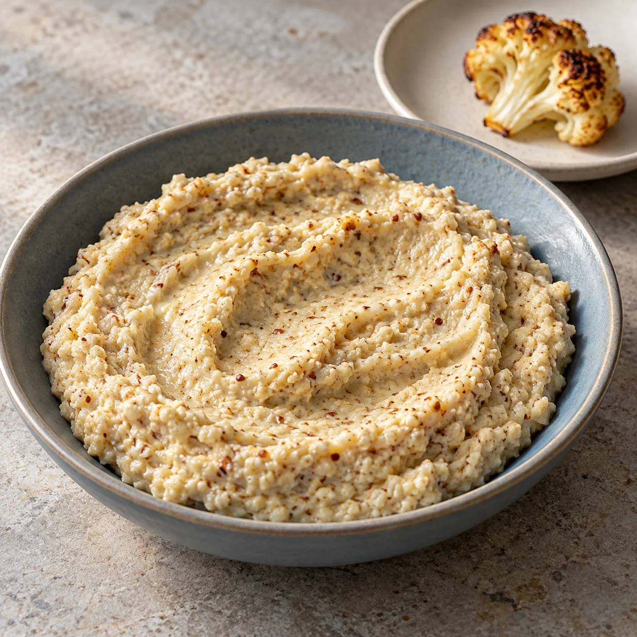 Roasted cauliflower blends with almonds and lemon into a thick, lightly textured spread.