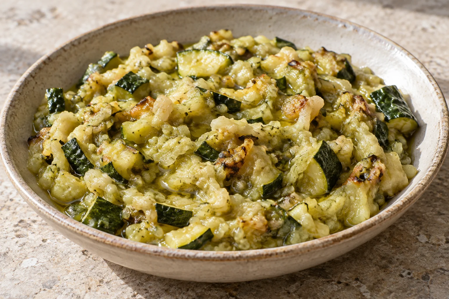 Roasted skin-on zucchini and softened garlic mashed into a rustic lemony spread.