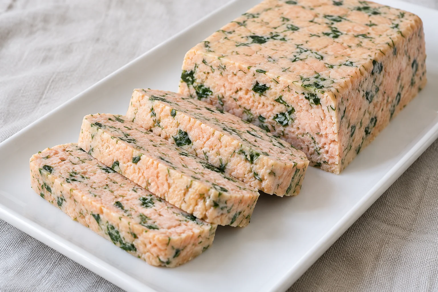 Fresh salmon, finely chopped spinach and cream bake gently into a chilled sliceable terrine.
