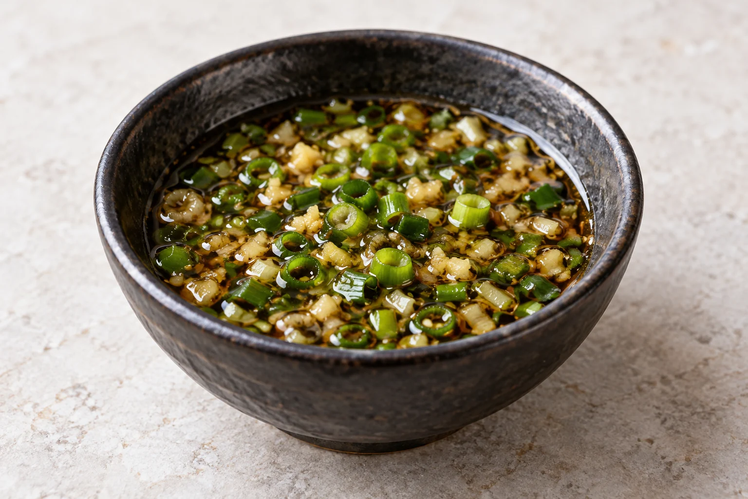 Softened scallions and finely minced ginger make a spoonable green-flecked sauce with lime and soy.