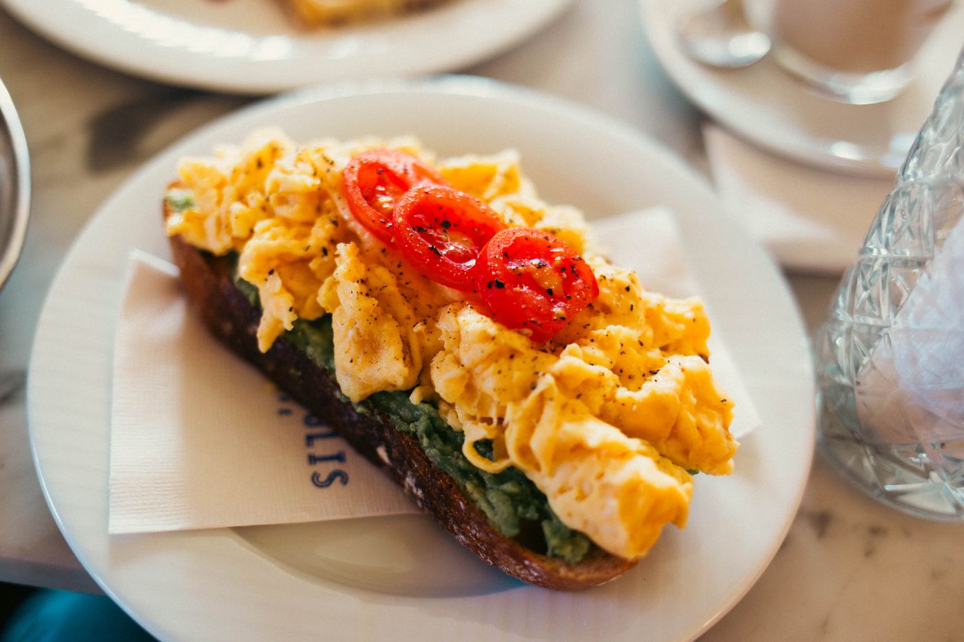 Tomato, spinach & scrambled egg toast